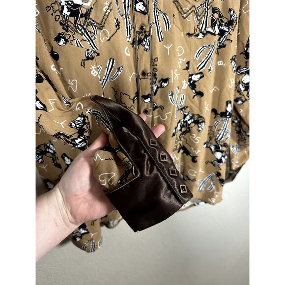 WRANGLER X LEON BRIDGES WOMEN'S WESTERN SHIRT IN BROWN MULTI Extra Large - Picture 4 of 7